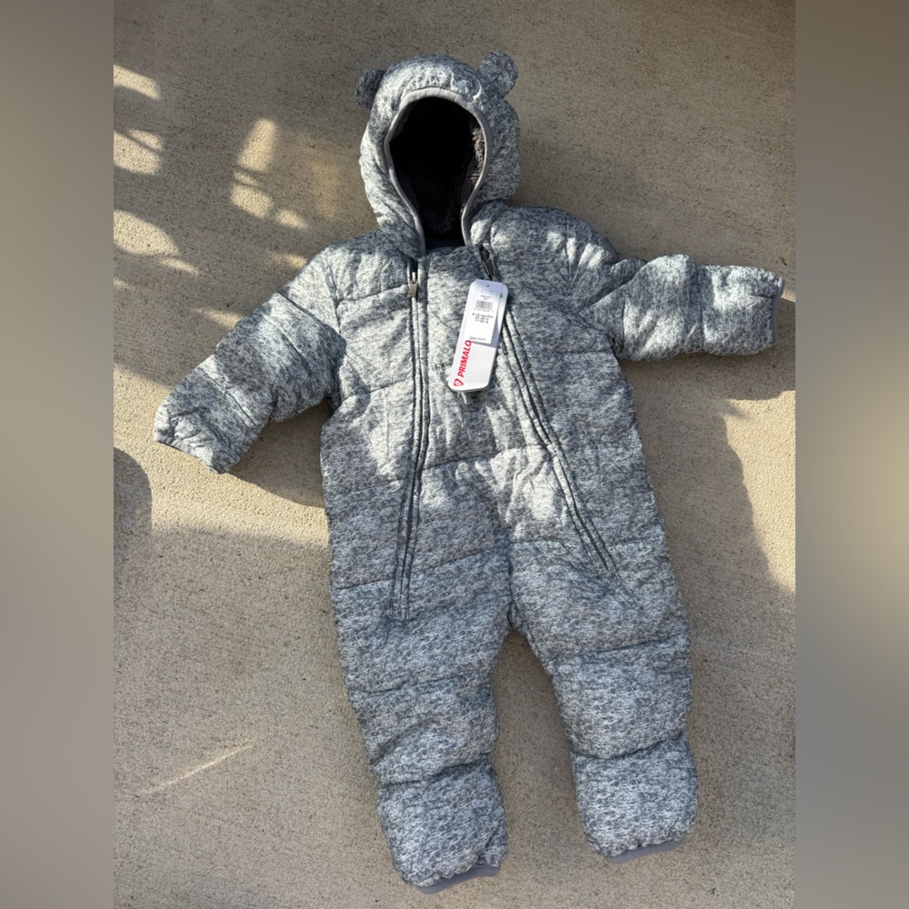 Gray Hooded Baby Snowsuit